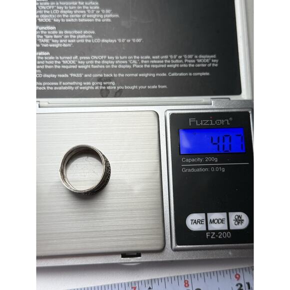 Vintage Wide Band Sterling Silver Ring Patterned Size 8 - Picture 11 of 11